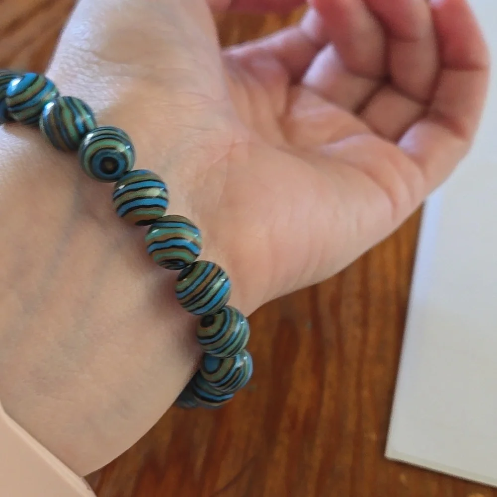 Bracelet blue green tiger eye 8mm N125 - Picture 4 of 4